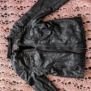Black faux leather coat